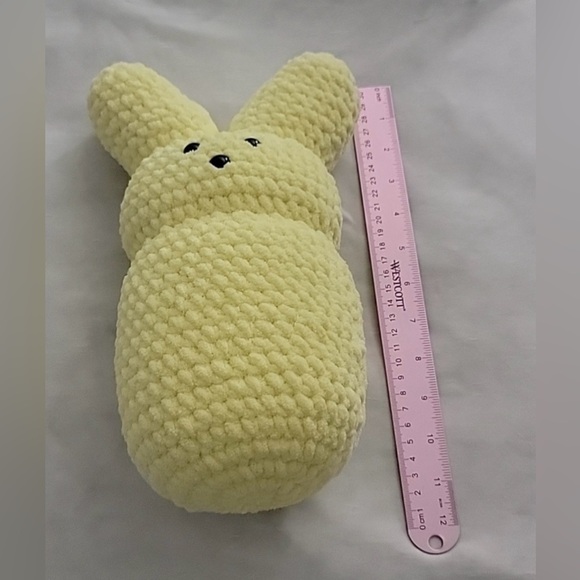 Handmade Crotchet Yellow Plush Peep Bunny - Picture 2 of 6